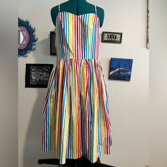 Unique Vintage Dresses & Skirts - Magnolia Park Rainbow Striped Dress